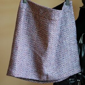 LOFT Blue and Pink Tweed Mini Skirt